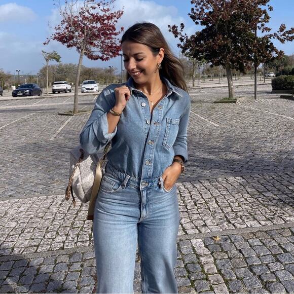 ZARA BLOGGER FAVORITE TRF LONG DENIM JUMPSUIT - Picture 4 of 13